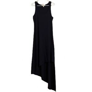 Michael Kors Midnight Navy Hi-Lo Asymmetrical Slip Maxi Summer Knit Dress Sz-M